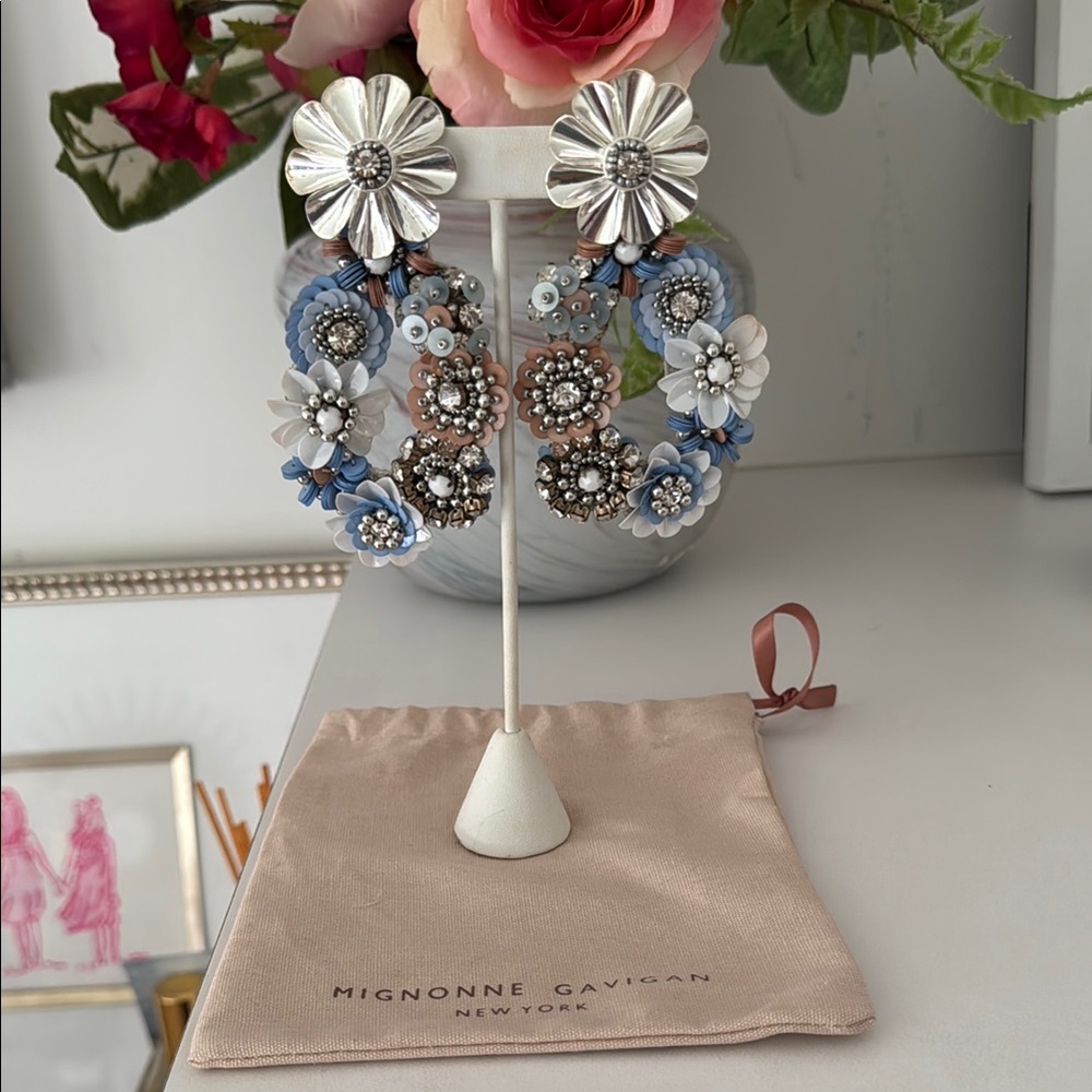 Mignonne Gavigan Silver Blue Crystal Earrings